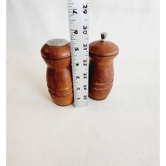 VTG MCM Mr. Dudley Wood Salt & Pepper Mill Grinder Set - Picture 8 of 8